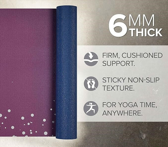Yoga Mat - Premium 6mm Print Extra Thick Non Slip Exercise & Fitness Mat for All Types of Yoga, Pilates & Floor Workouts (68"L x 24"W x 6mm Thick)