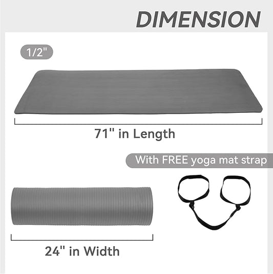 7-Piece Yoga Mat - Include Carrying Strap, 2 Yoga Blocks, Mat Towel, Hand Towel, Yoga Strap and Knee Pad