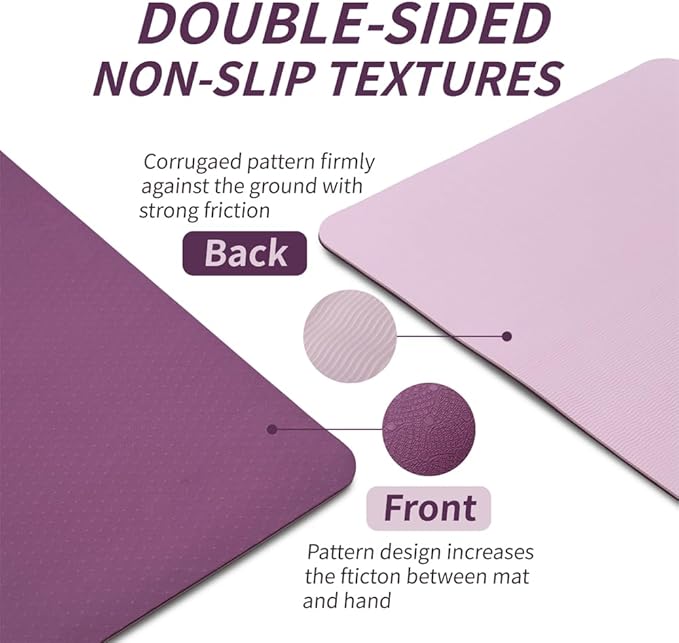 Non-Slip Yoga Mat, 72"x24" Extra-Long Pilates Mats for Hot Yoga, Floor Workouts, Lightweight Fitness Mat for Women & Men