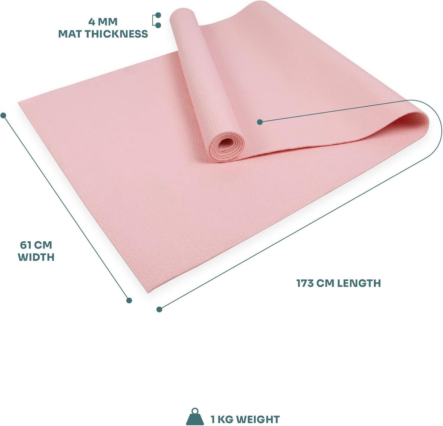 Entry Level Yoga Mat,Eco-Friendly Mat for Yoga, Pilates, Stretching and Fitness,Non-Slip and Lightweight, for Travel,Home,Gym and Studio, 68.1" x 24"
