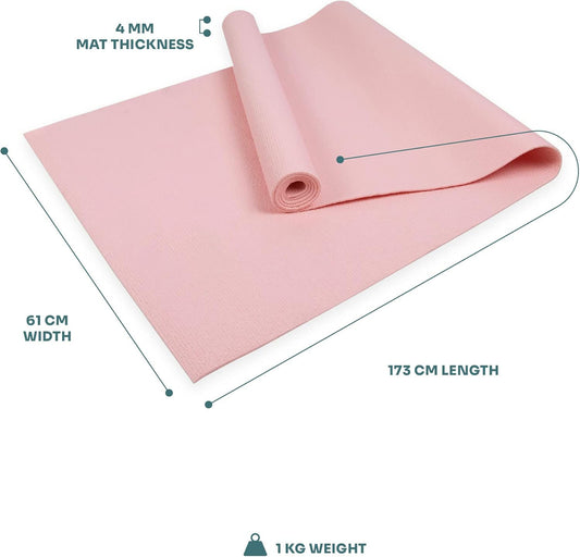 Entry Level Yoga Mat,Eco-Friendly Mat for Yoga, Pilates, Stretching and Fitness,Non-Slip and Lightweight, for Travel,Home,Gym and Studio, 68.1" x 24"