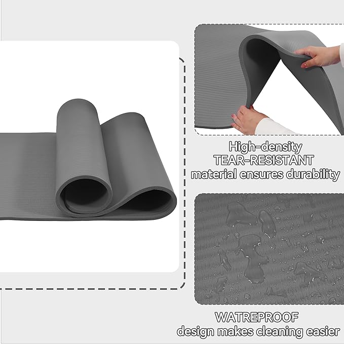 7-Piece Yoga Mat - Include Carrying Strap, 2 Yoga Blocks, Mat Towel, Hand Towel, Yoga Strap and Knee Pad