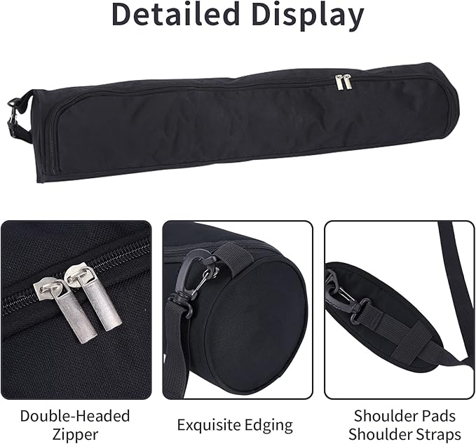 Yoga Mat Bag, Full Zip Exercise Yoga Mat Carrier Bag with Adjustable Strap, Waterproof Yoga Mat Carry Bag Strap for Most Yoga Mats to Gym Class Beach Park Travel for Women & Men (Black)