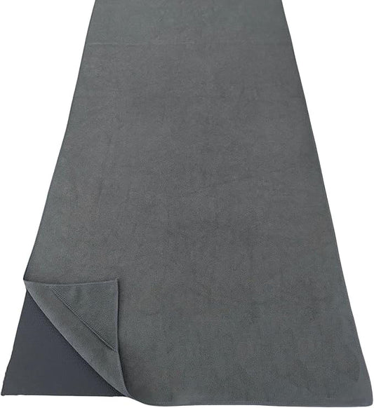 Non Slip Yoga Towel with Corner Pockets, Mat-Sized 24"x72", 100% Microfiber Sweat Absorbent, Perfect for Hot Yoga, Bikram, Pilates and More (Grey)