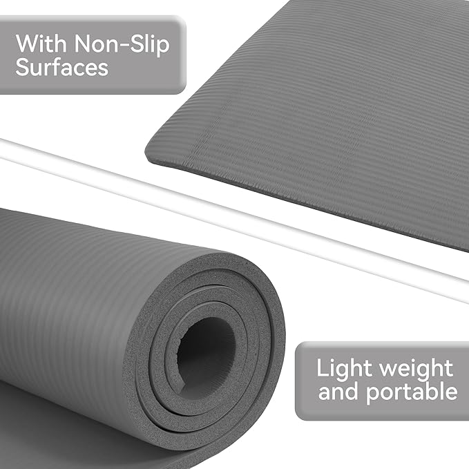 7-Piece Yoga Mat - Include Carrying Strap, 2 Yoga Blocks, Mat Towel, Hand Towel, Yoga Strap and Knee Pad