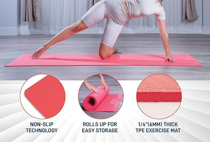 Non-Slip Multi-Purpose Exercise Yoga Mats with Carrying Strap