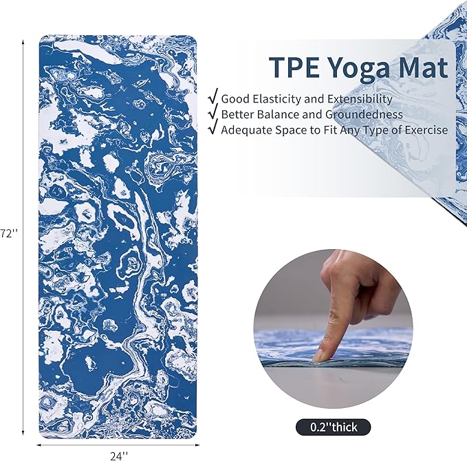 Yoga Mat, Exercise Yoga Mat Print with Non-Slip Design, Professional  Exericise Mat, 72" x 24" Multi-Purpose Workout Mat for Women, Pilates Fitness and Floor Exercises